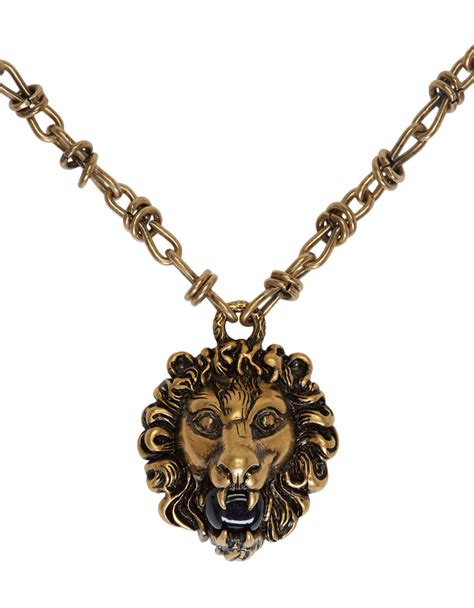 gucci lion head necklace white gold|gucci lion necklace for sale.